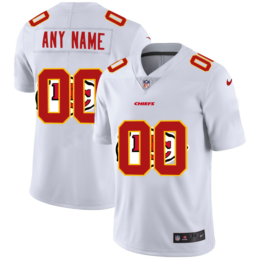 Wholesale Kansas City Chiefs Custom White Men Nike Team Logo Dual Overlap Limited NFL Jersey